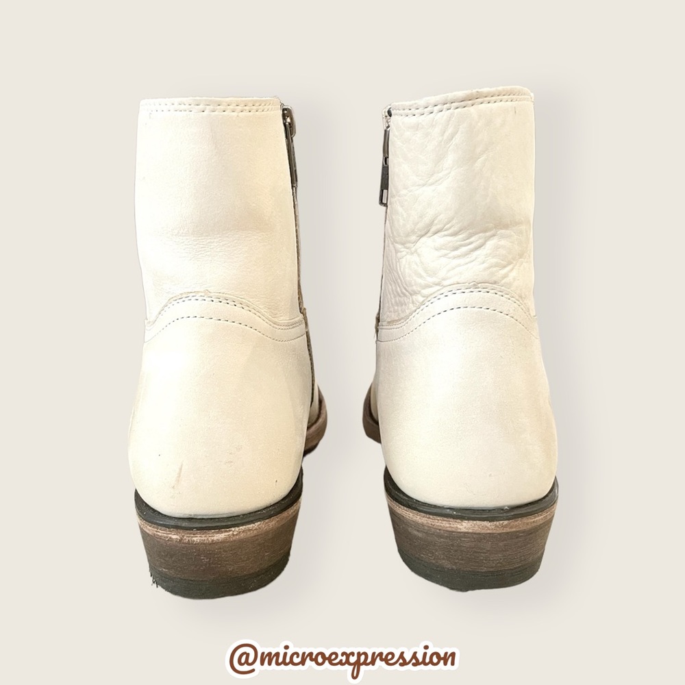 $398 Frye Billy Inside Zip Ivory White Leather Southern Cowboy Short Ankle Boot - Picture 14 of 16